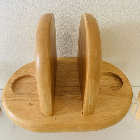 Kamenstein Wooden Napkin Holder W/Salt & Pepper Shakers 8" Cottagecore Rustic - Picture 3 of 6